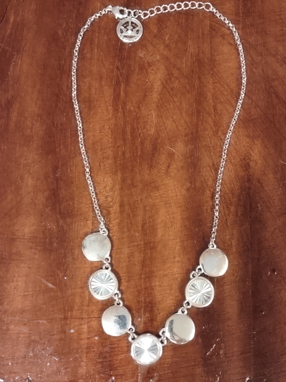 Crown Trifari Vintage Silvertone Disc Statement Necklace - Women Jewelry